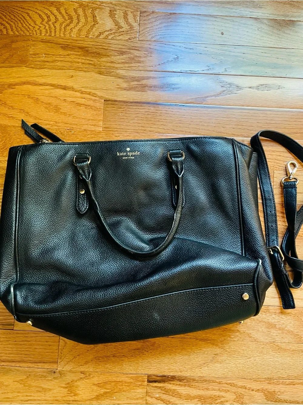 Kate Spade Mulberry Street Lise Black Pebble Leather Satchel Crossbody Bag